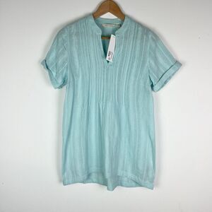 Soft‎ Surrounding Cambria Gauze Tunic Iced Aqua Green/Blue ShortSleeve To…​